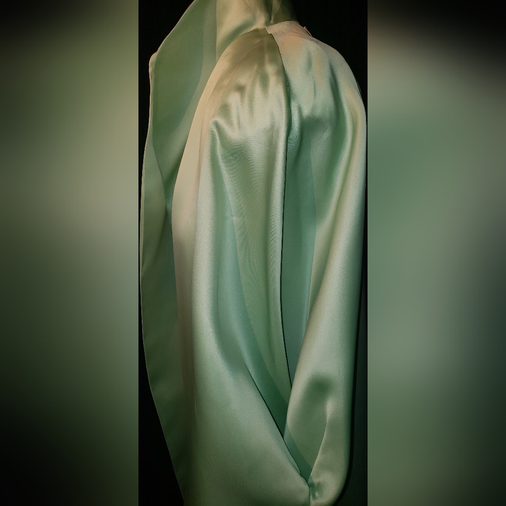 Oscar de la Renta double sided 100% Charmeuse silk Mint kimono oversized Jacket - Picture 4 of 16